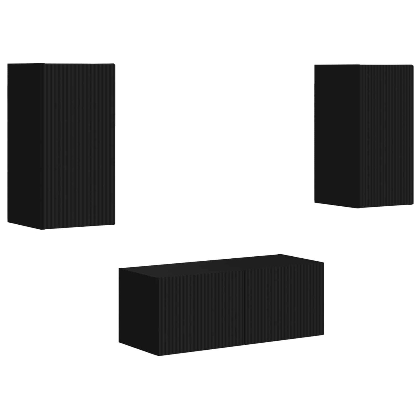 TV-Schrankset Wandmontiert 6 pcs Schwarz Holzwerkstoff
