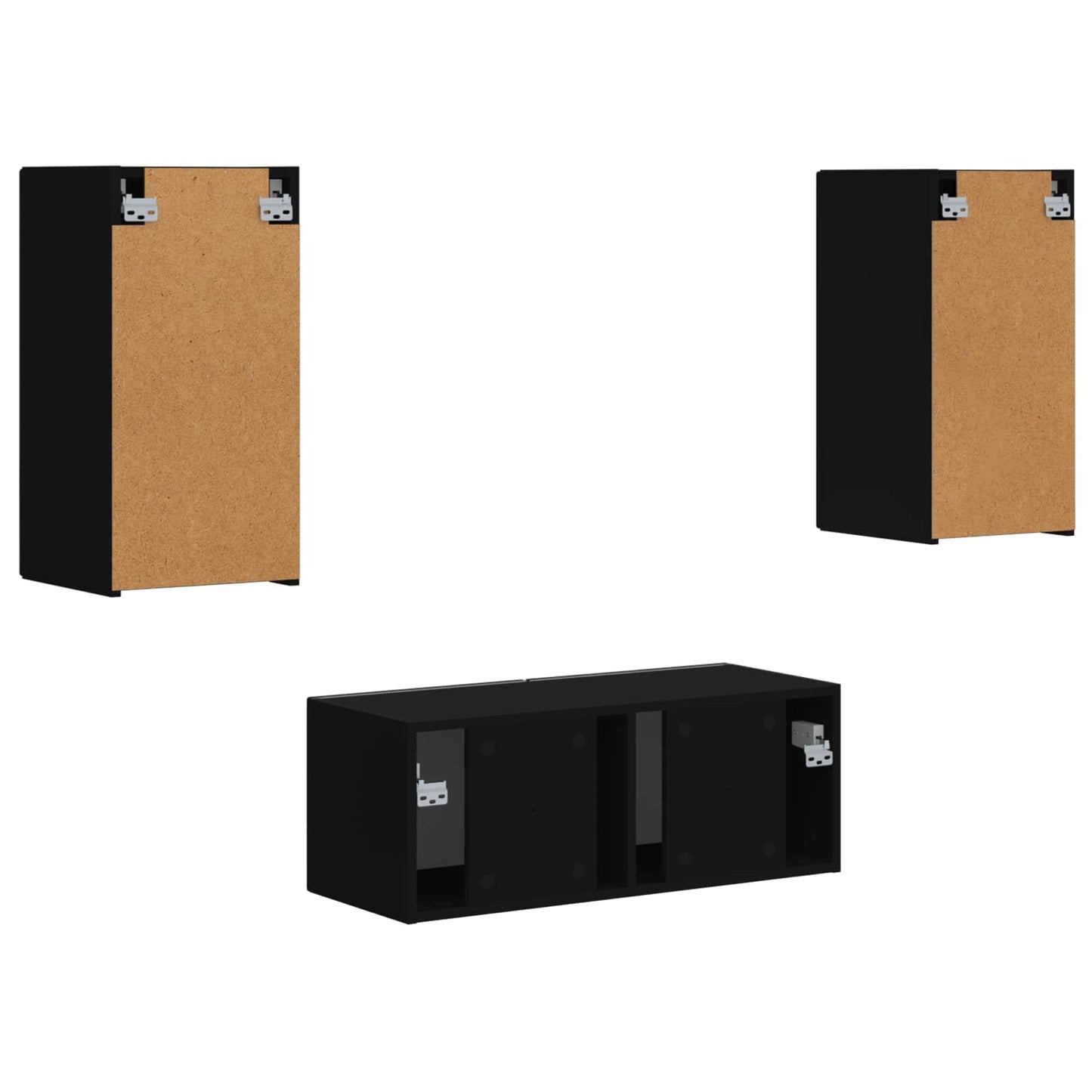 TV-Schrankset Wandmontiert 6 pcs Schwarz Holzwerkstoff