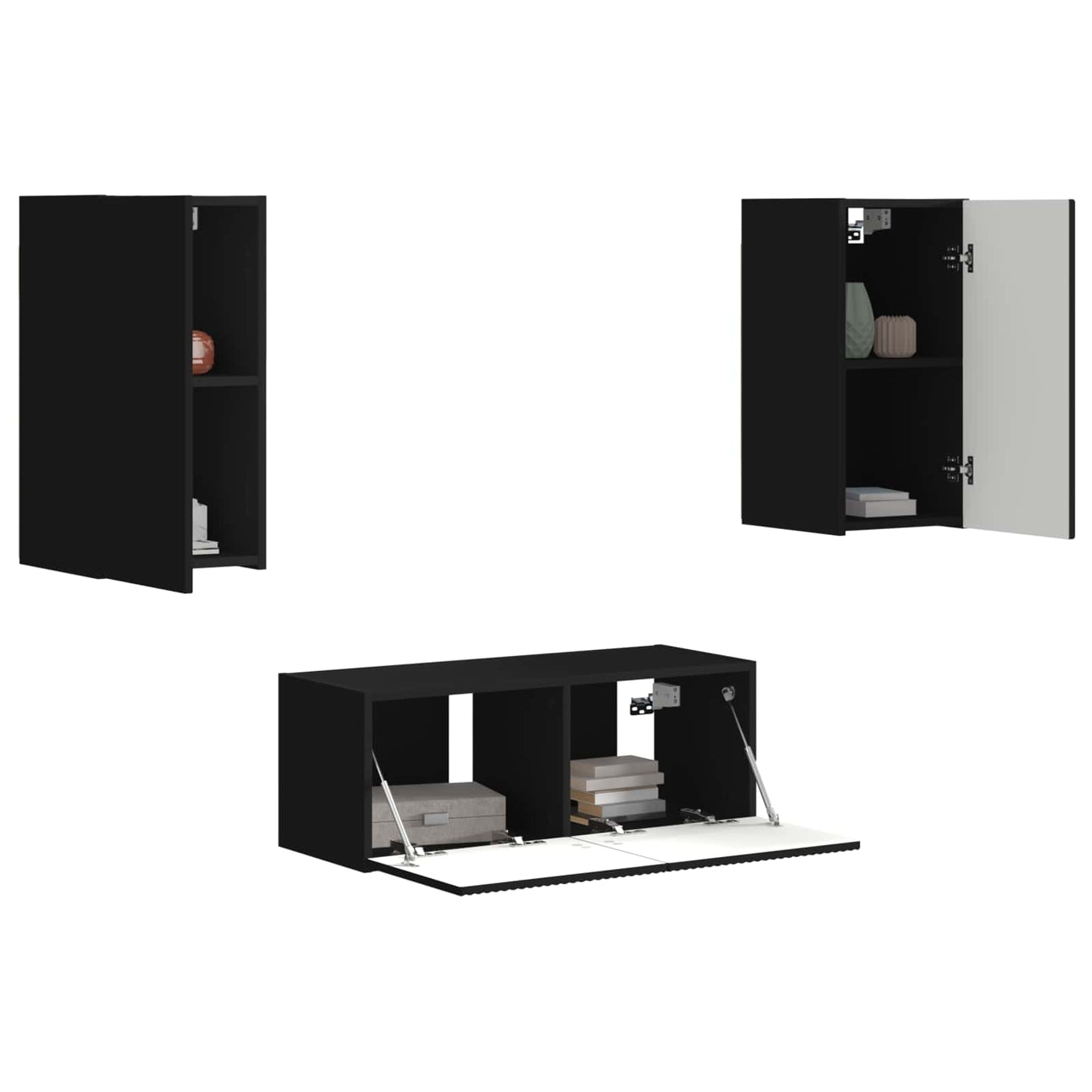 TV-Schrankset Wandmontiert 6 pcs Schwarz Holzwerkstoff