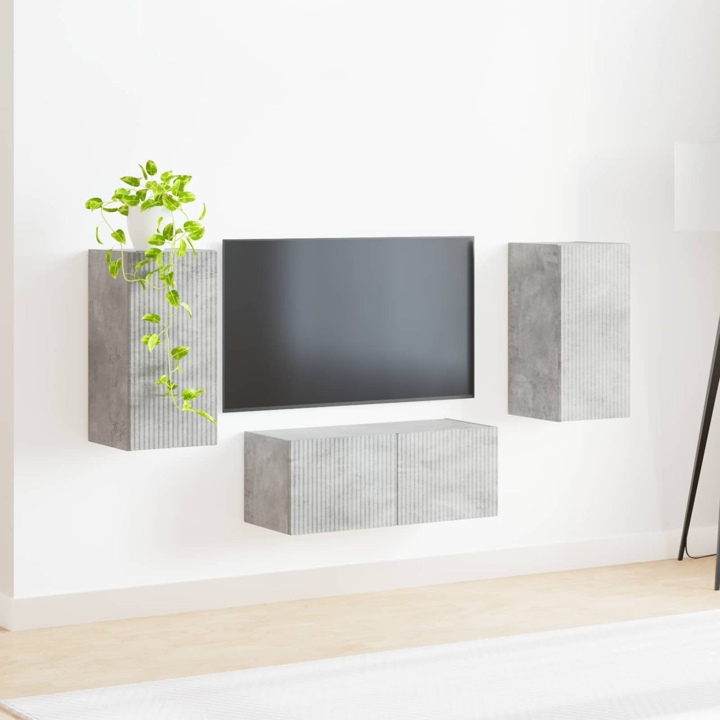TV-Schrankset Wandmontiert 6 pcs Beton Grau Holzwerkstoff