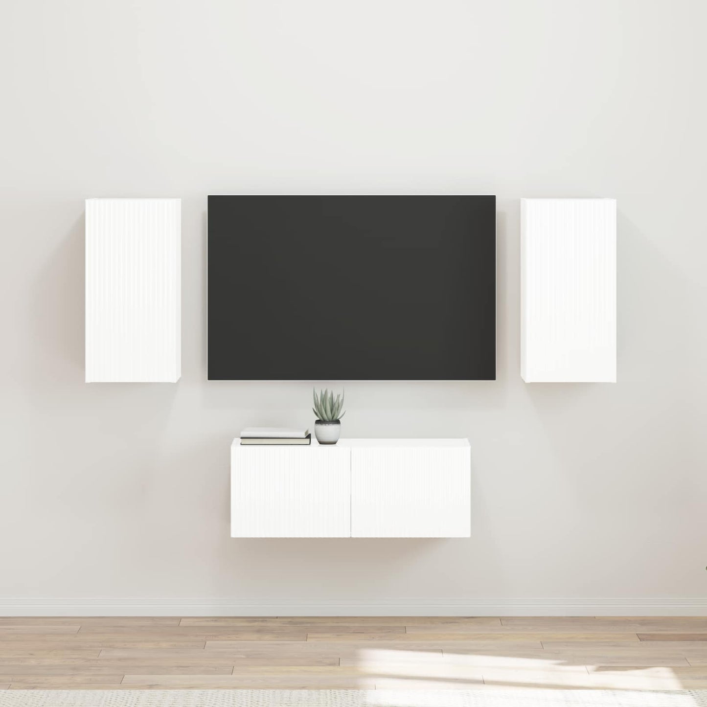TV-Schrankset Wandmontiert 6 pcs Hochglanz Weiß Holzwerkstoff