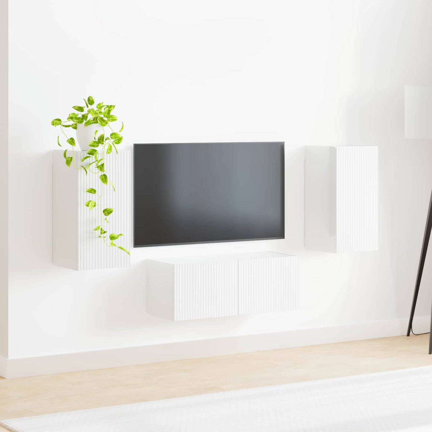TV-Schrankset Wandmontiert 6 pcs Hochglanz Weiß Holzwerkstoff