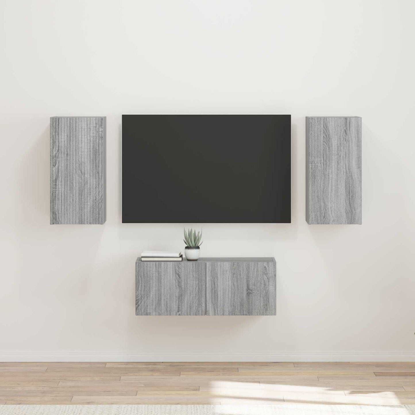 TV-Schrankset Wandmontiert 6 pcs Graues Sonoma Holzwerkstoff
