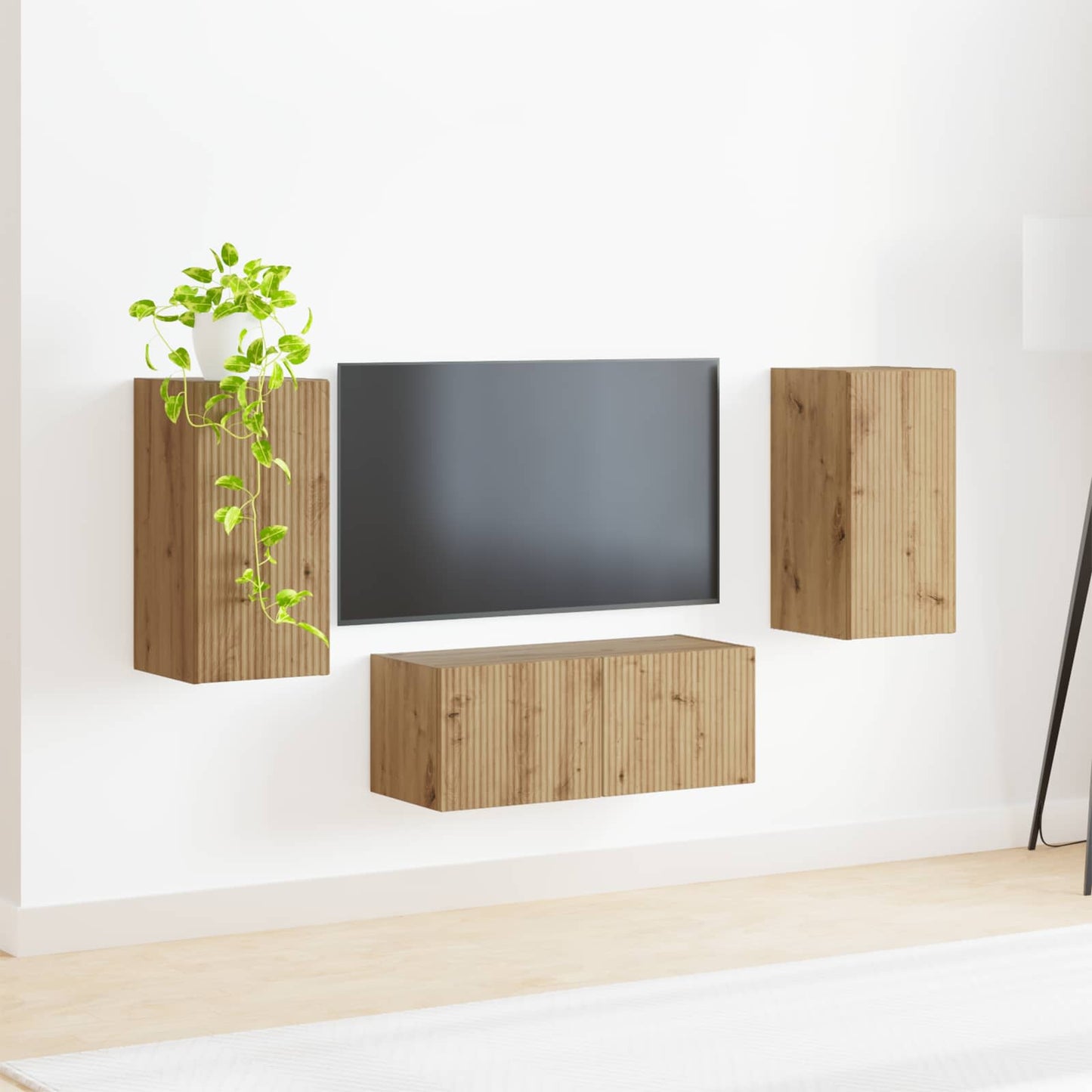 TV-Schrankset Wandmontiert 6 pcs Artisan-Eiche Holzwerkstoff