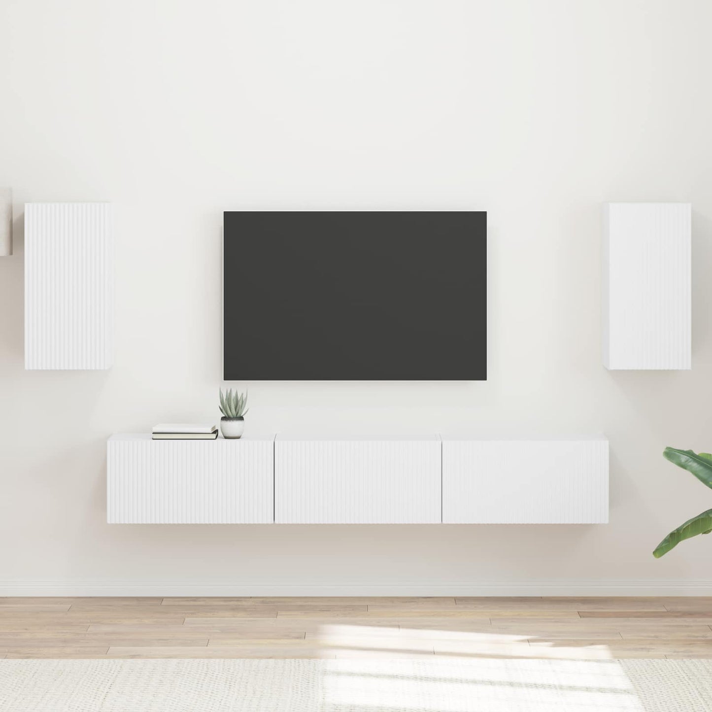 TV-Schrankset Wandmontiert 5 pcs Weiß Holzwerkstoff
