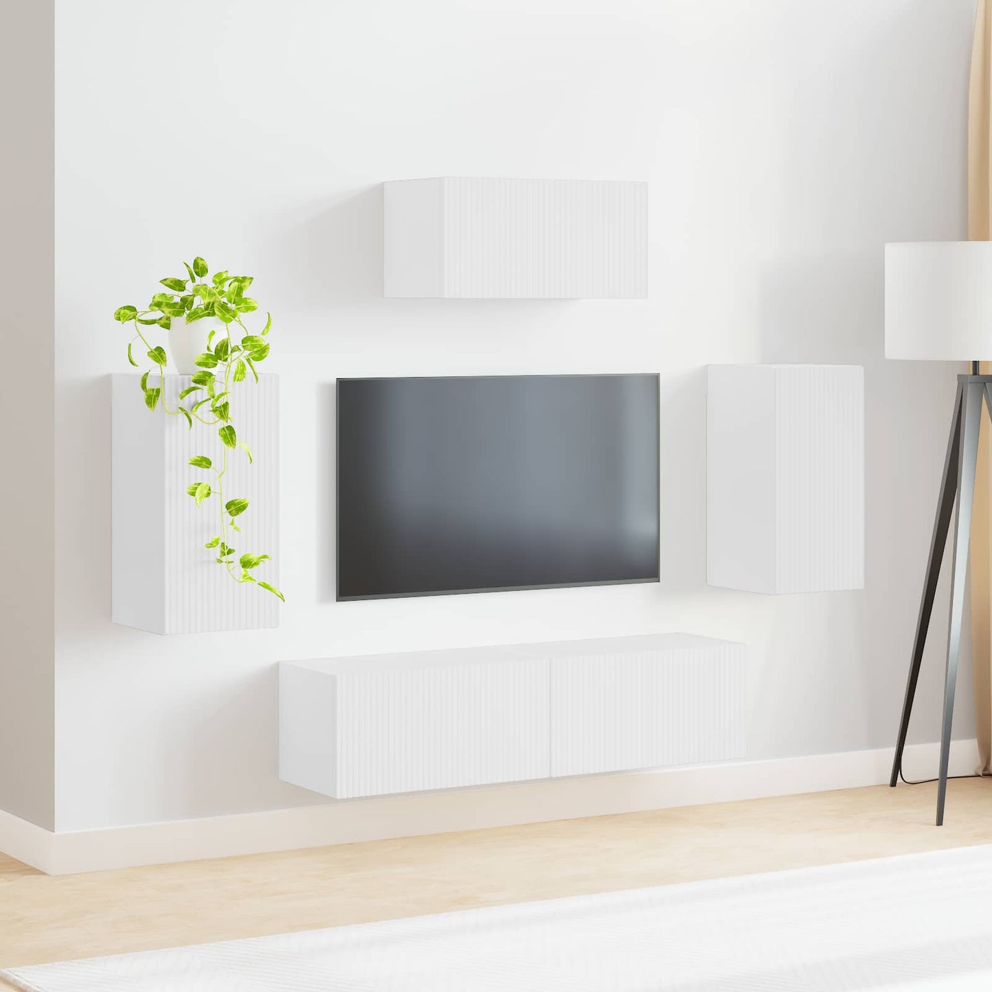 TV-Schrankset Wandmontiert 5 pcs Weiß Holzwerkstoff