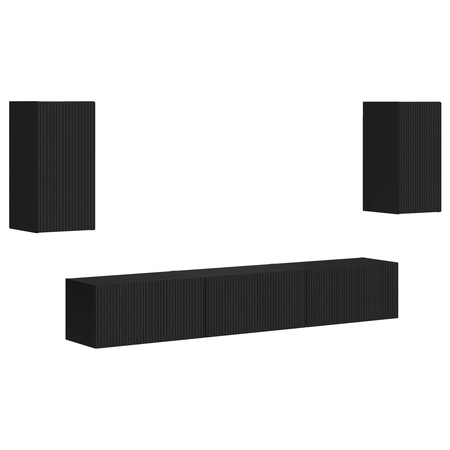TV-Schrankset Wandmontiert 5 pcs Schwarz Holzwerkstoff