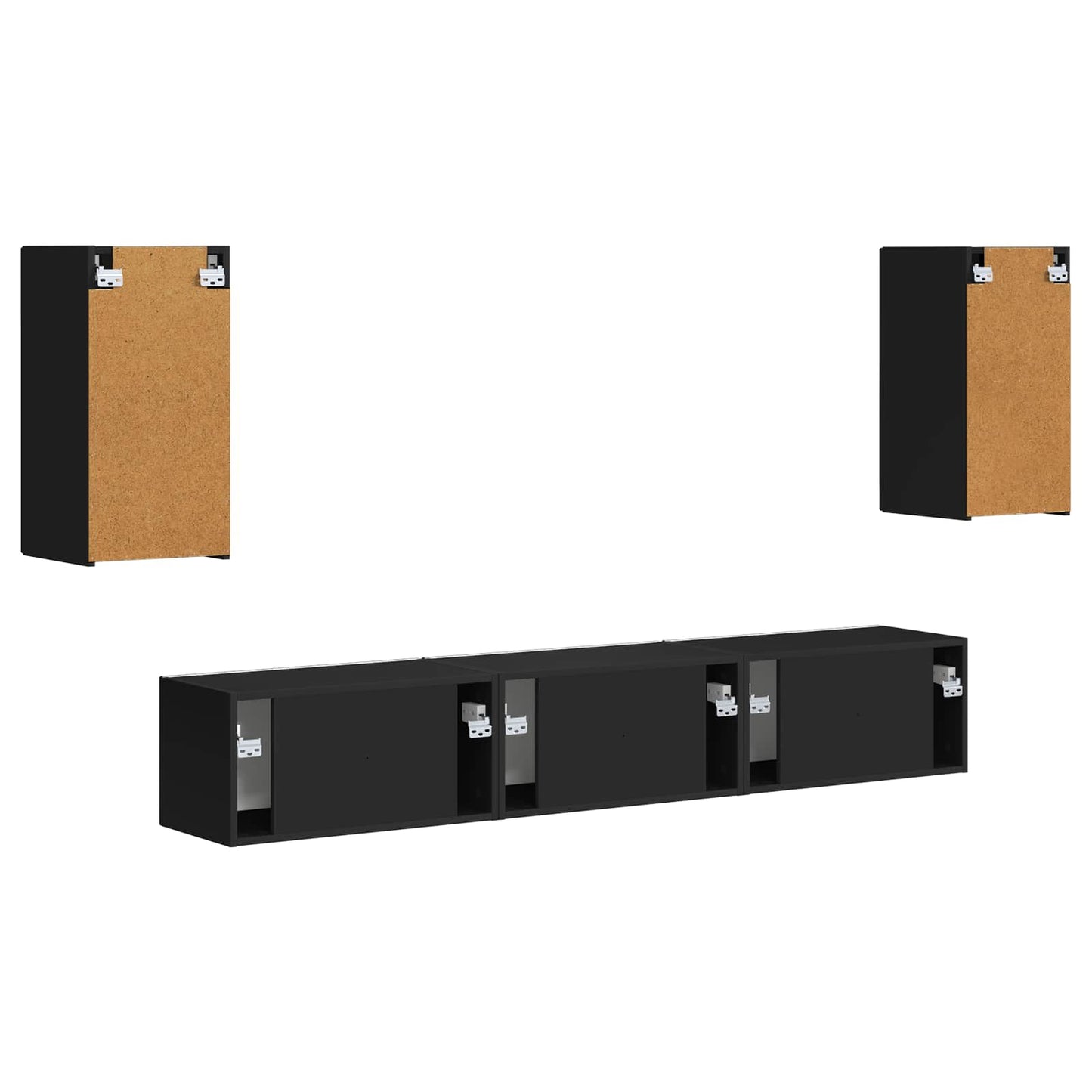 TV-Schrankset Wandmontiert 5 pcs Schwarz Holzwerkstoff
