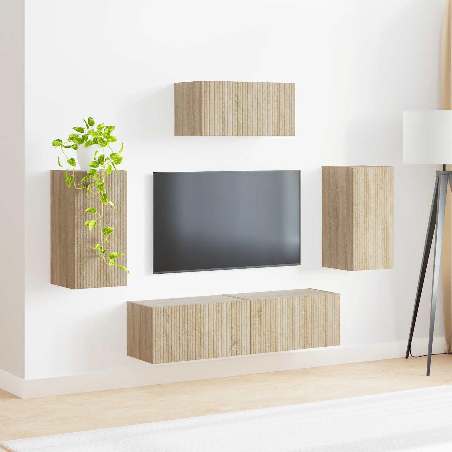 TV-Schrankset Wandmontiert 5 pcs Sonoma-Eiche Holzwerkstoff