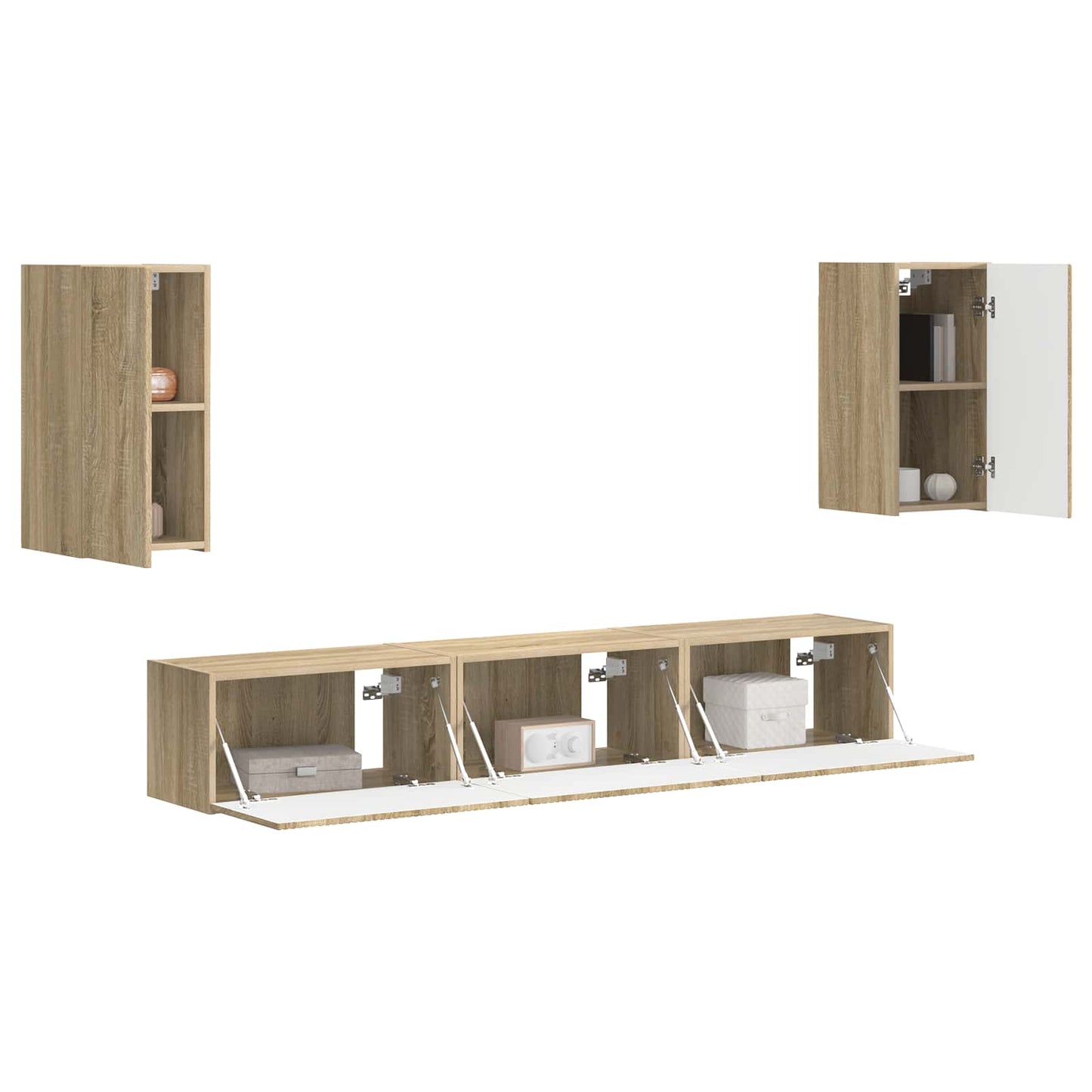 TV-Schrankset Wandmontiert 5 pcs Sonoma-Eiche Holzwerkstoff