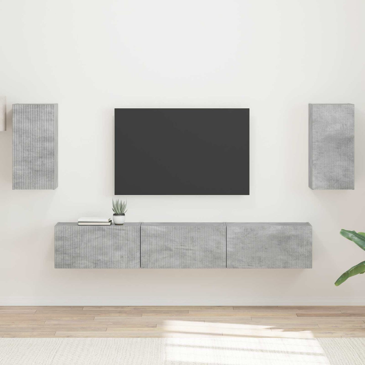 TV-Schrankset Wandmontiert 5 pcs Beton Grau Holzwerkstoff
