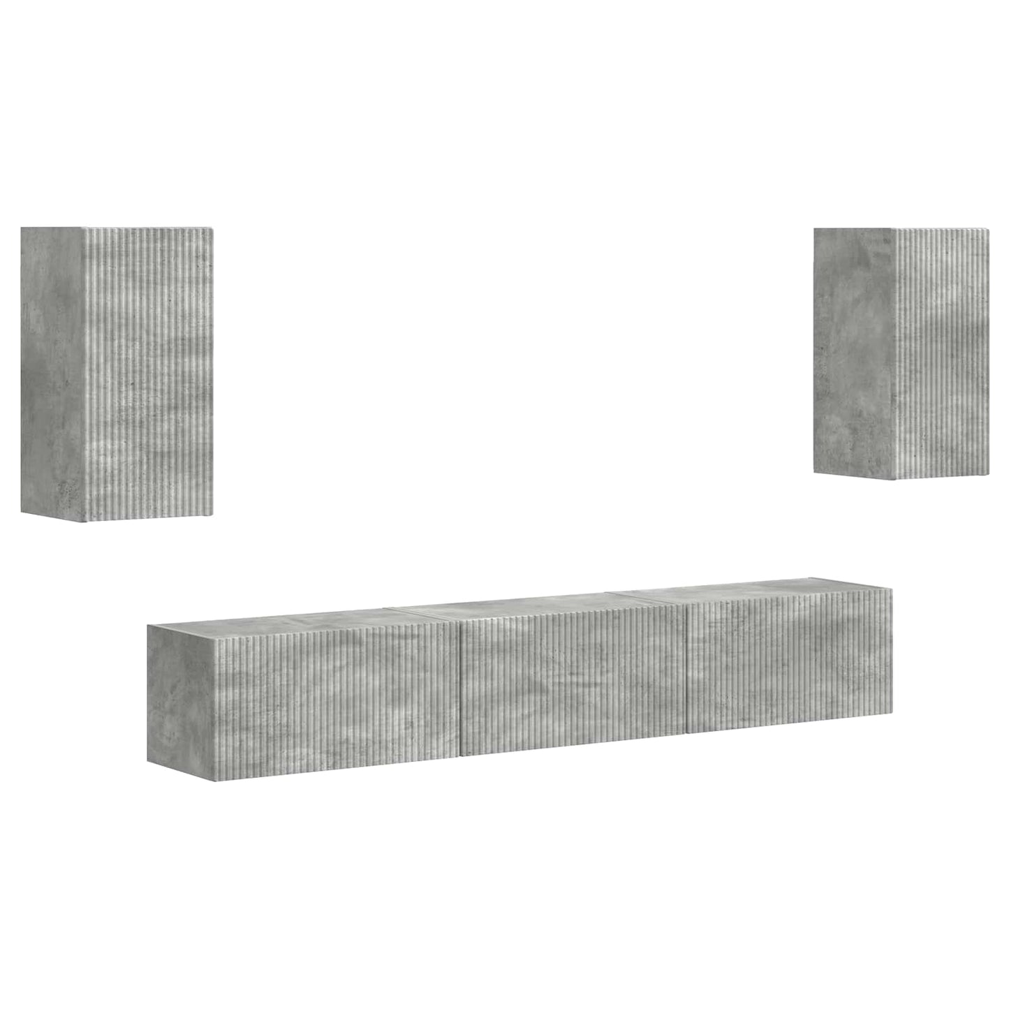 TV-Schrankset Wandmontiert 5 pcs Beton Grau Holzwerkstoff