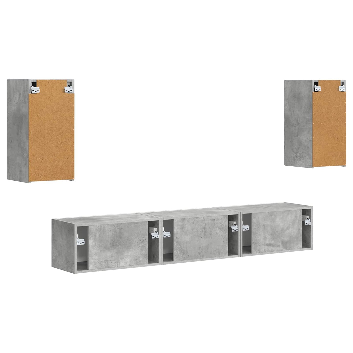 TV-Schrankset Wandmontiert 5 pcs Beton Grau Holzwerkstoff