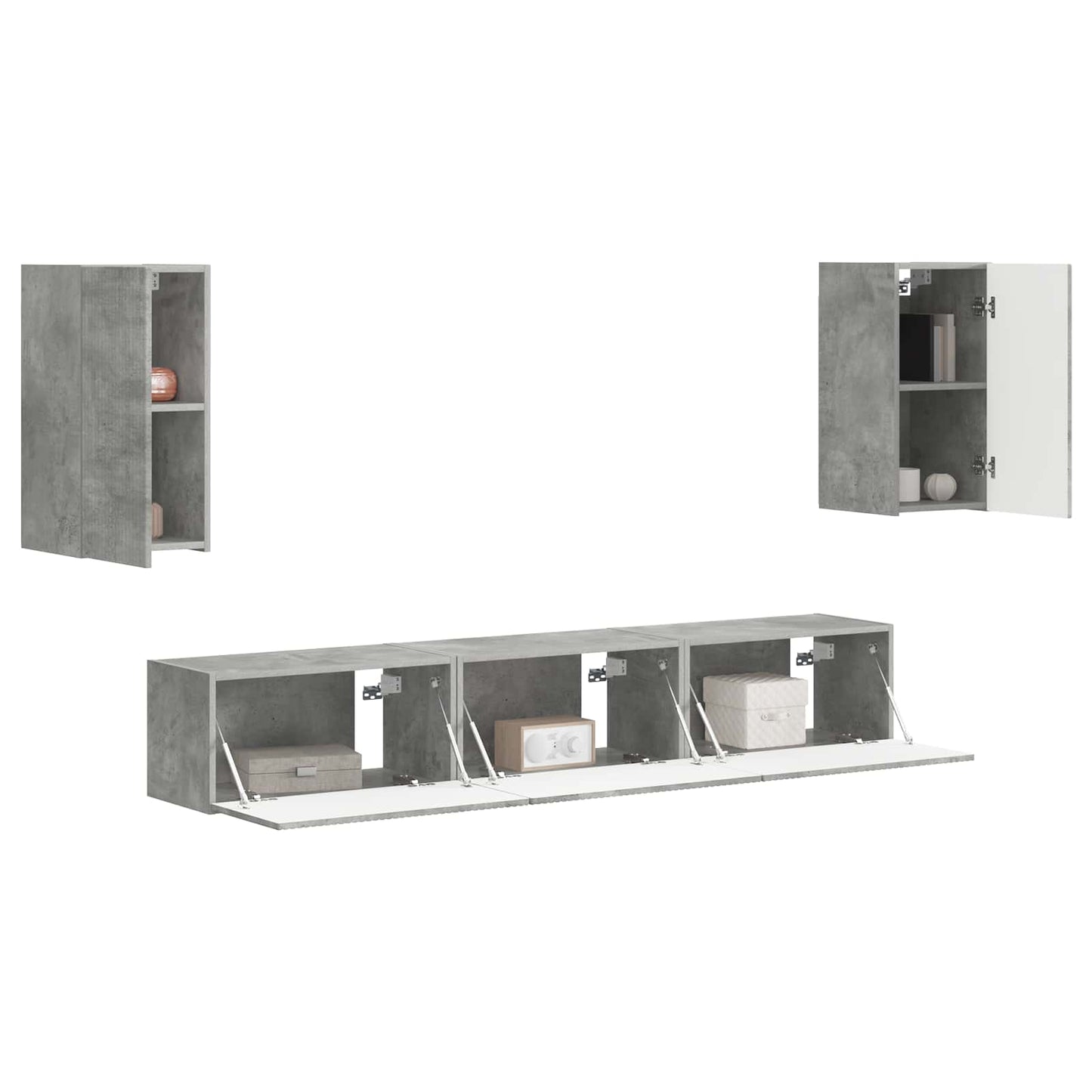 TV-Schrankset Wandmontiert 5 pcs Beton Grau Holzwerkstoff