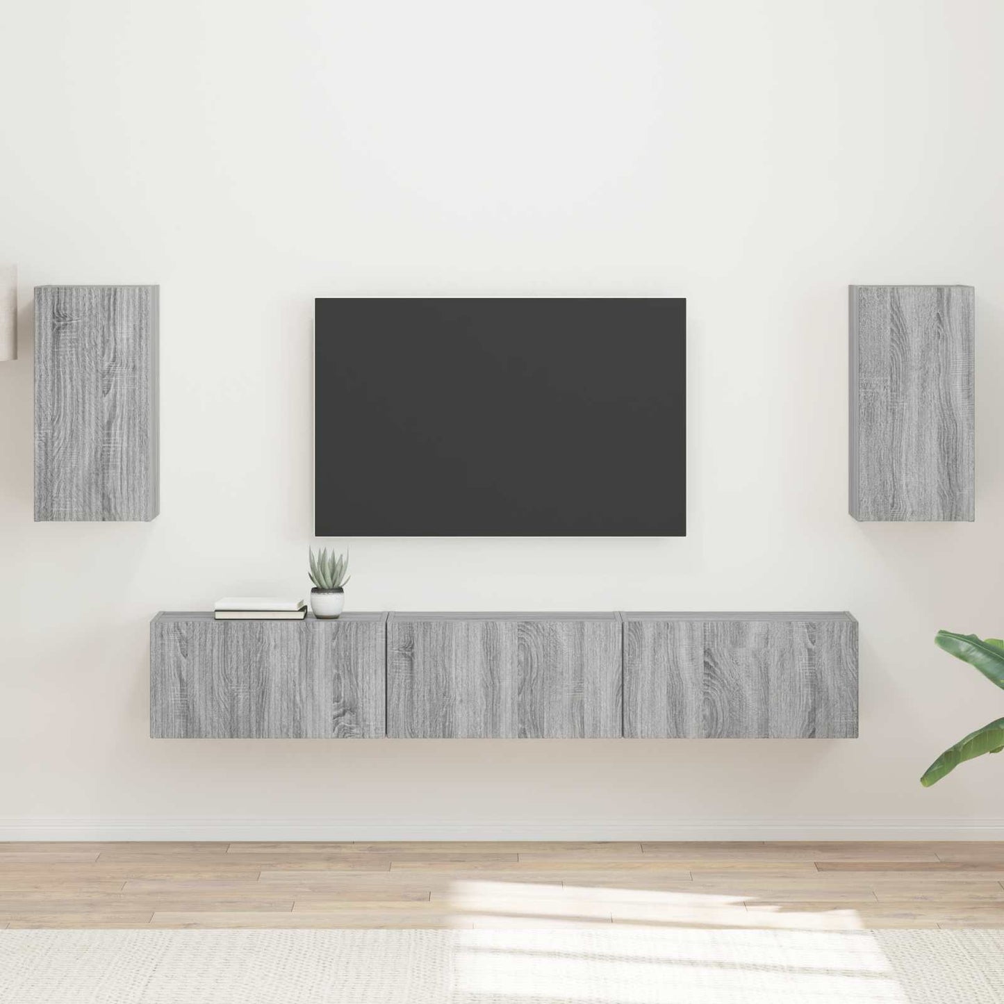 TV-Schrankset Wandmontiert 5 pcs Graues Sonoma Holzwerkstoff