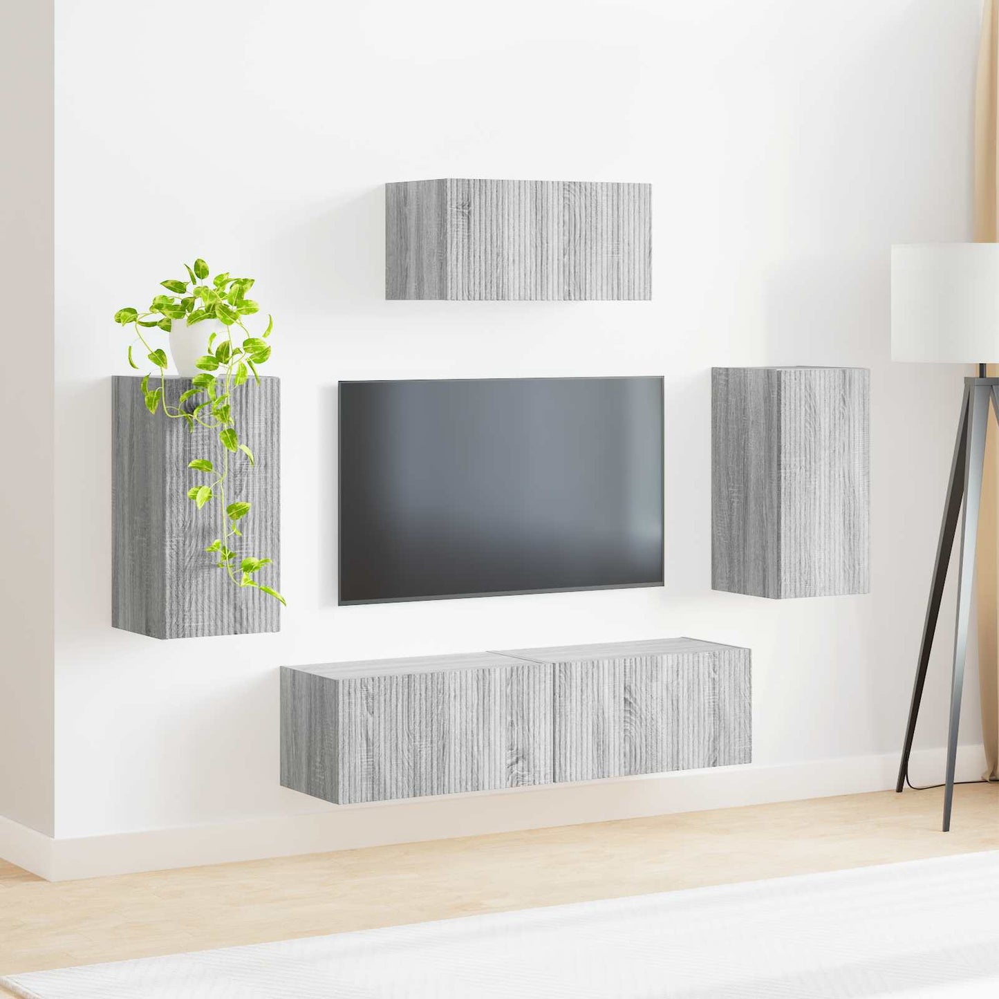 TV-Schrankset Wandmontiert 5 pcs Graues Sonoma Holzwerkstoff