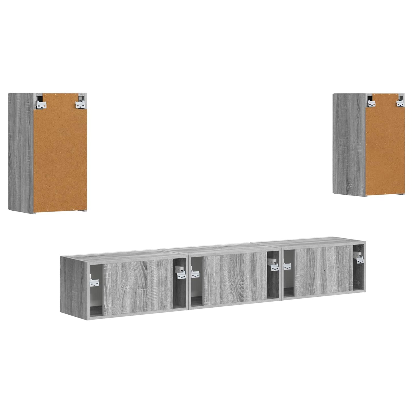TV-Schrankset Wandmontiert 5 pcs Graues Sonoma Holzwerkstoff