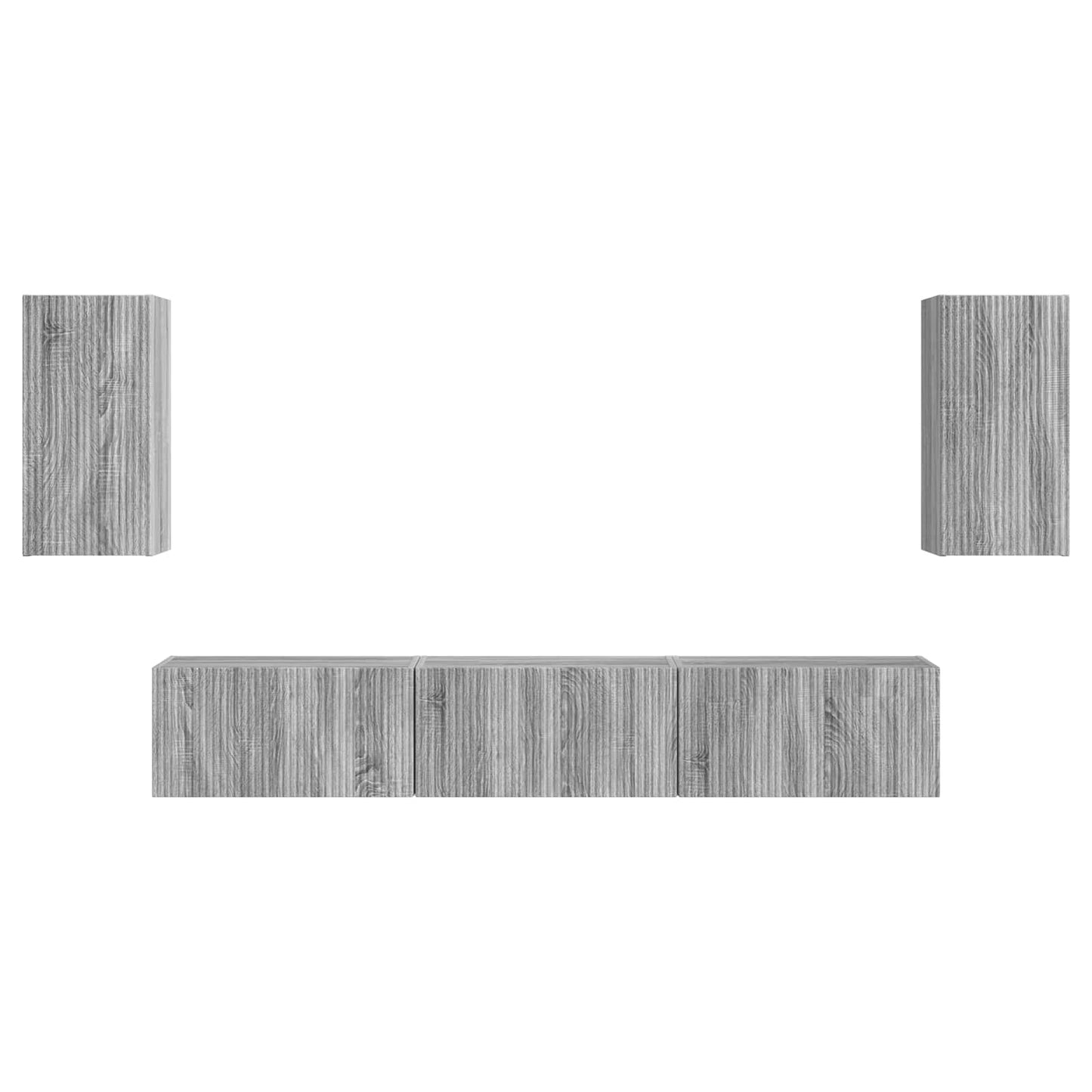 TV-Schrankset Wandmontiert 5 pcs Graues Sonoma Holzwerkstoff