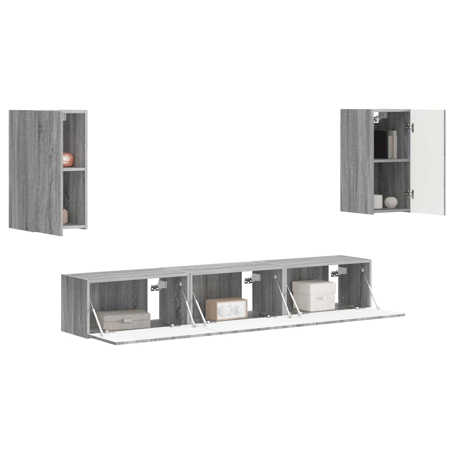 TV-Schrankset Wandmontiert 5 pcs Graues Sonoma Holzwerkstoff