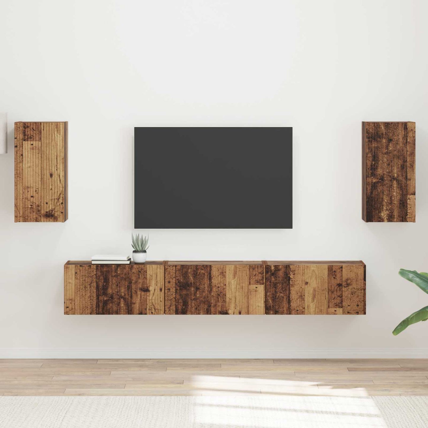 TV-Schrankset Wandmontiert 5 pcs Altholz Holzwerkstoff