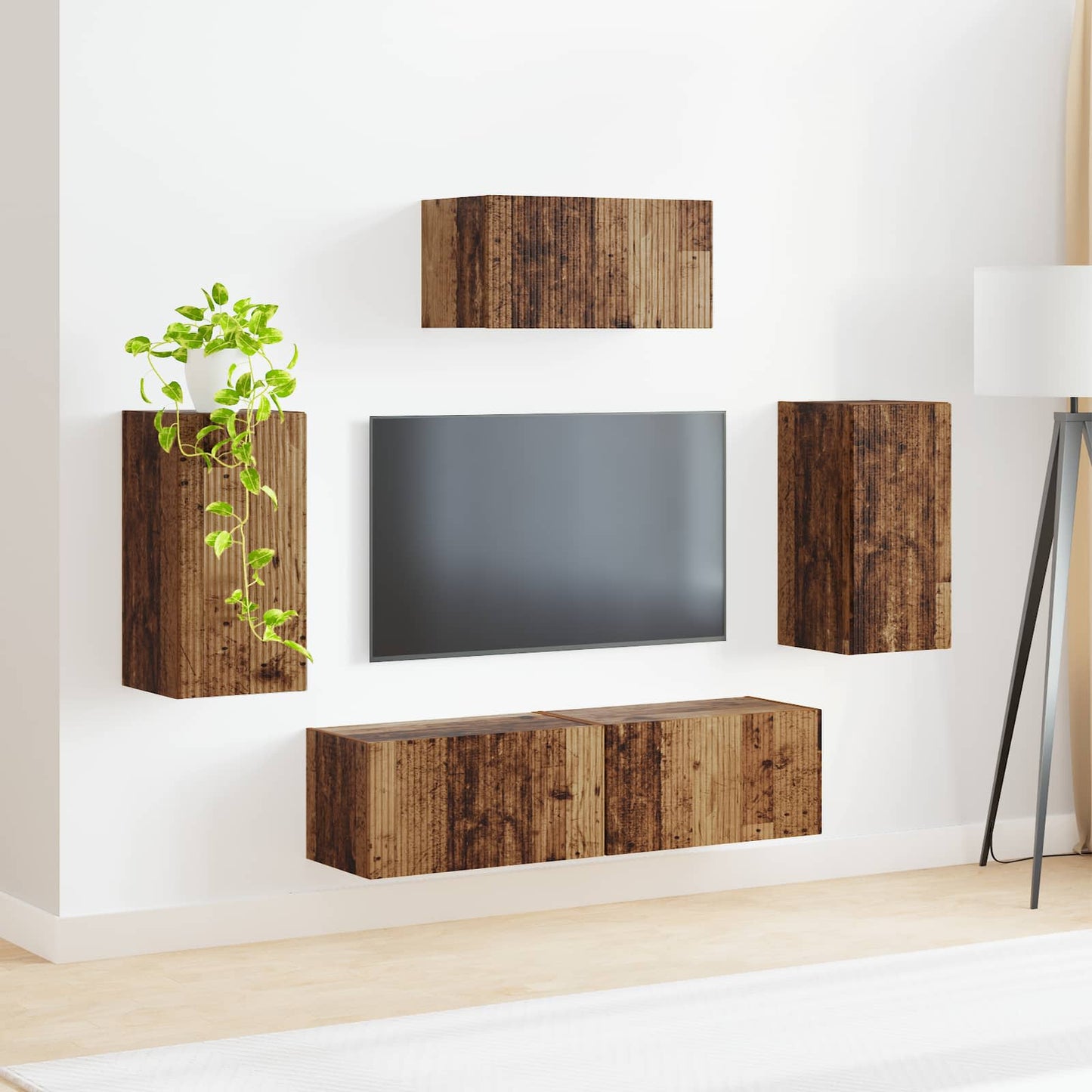 TV-Schrankset Wandmontiert 5 pcs Altholz Holzwerkstoff