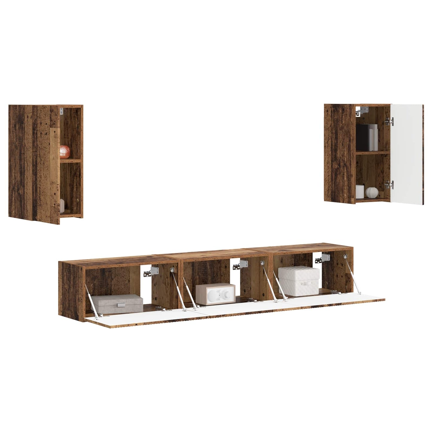 TV-Schrankset Wandmontiert 5 pcs Altholz Holzwerkstoff