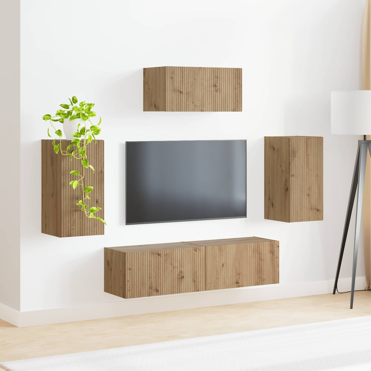 TV-Schrankset Wandmontiert 5 pcs Artisan-Eiche Holzwerkstoff