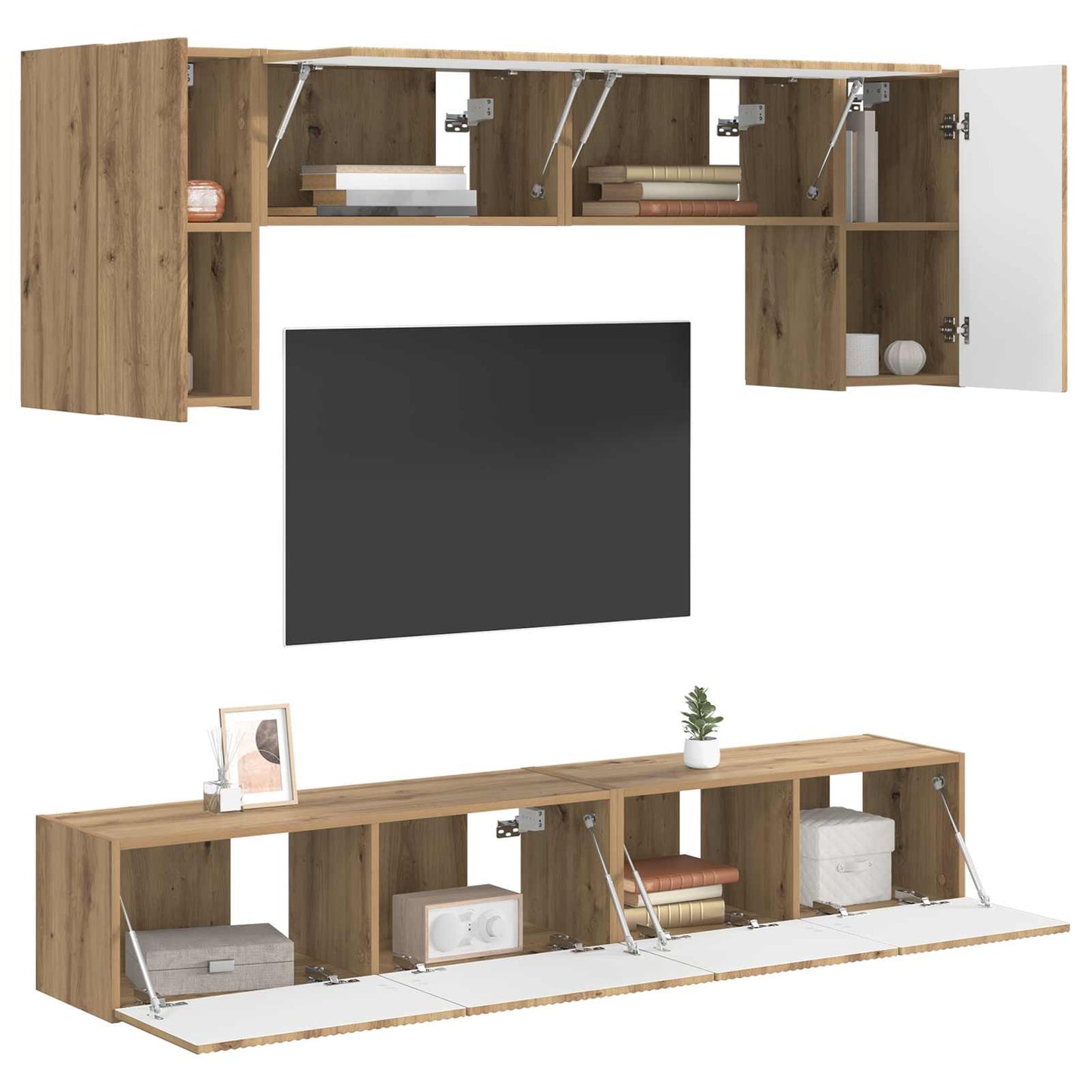 TV-Schrankset Wandmontiert 4 pcs Graues Sonoma Holzwerkstoff