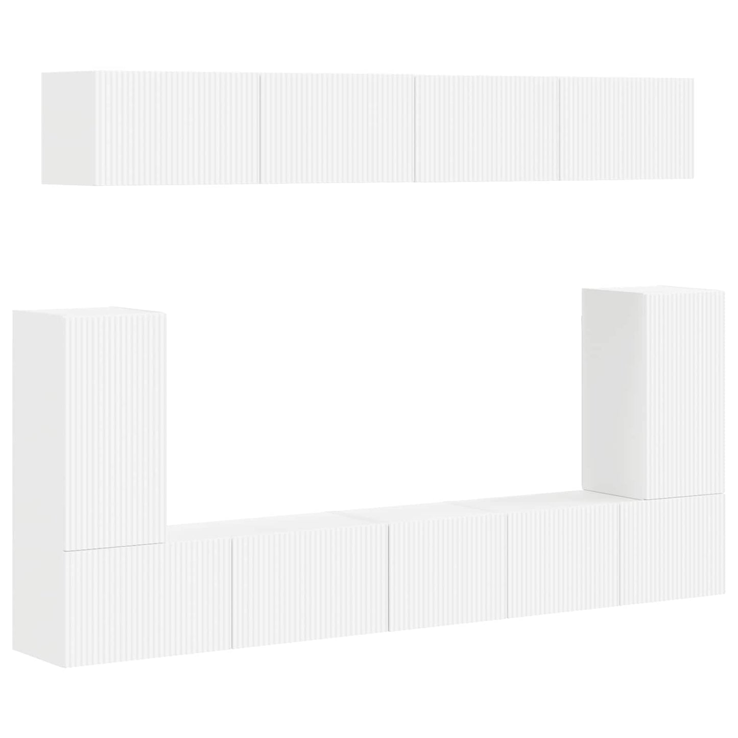 TV-Schrankset Wandmontiert 5 pcs Weiß Holzwerkstoff