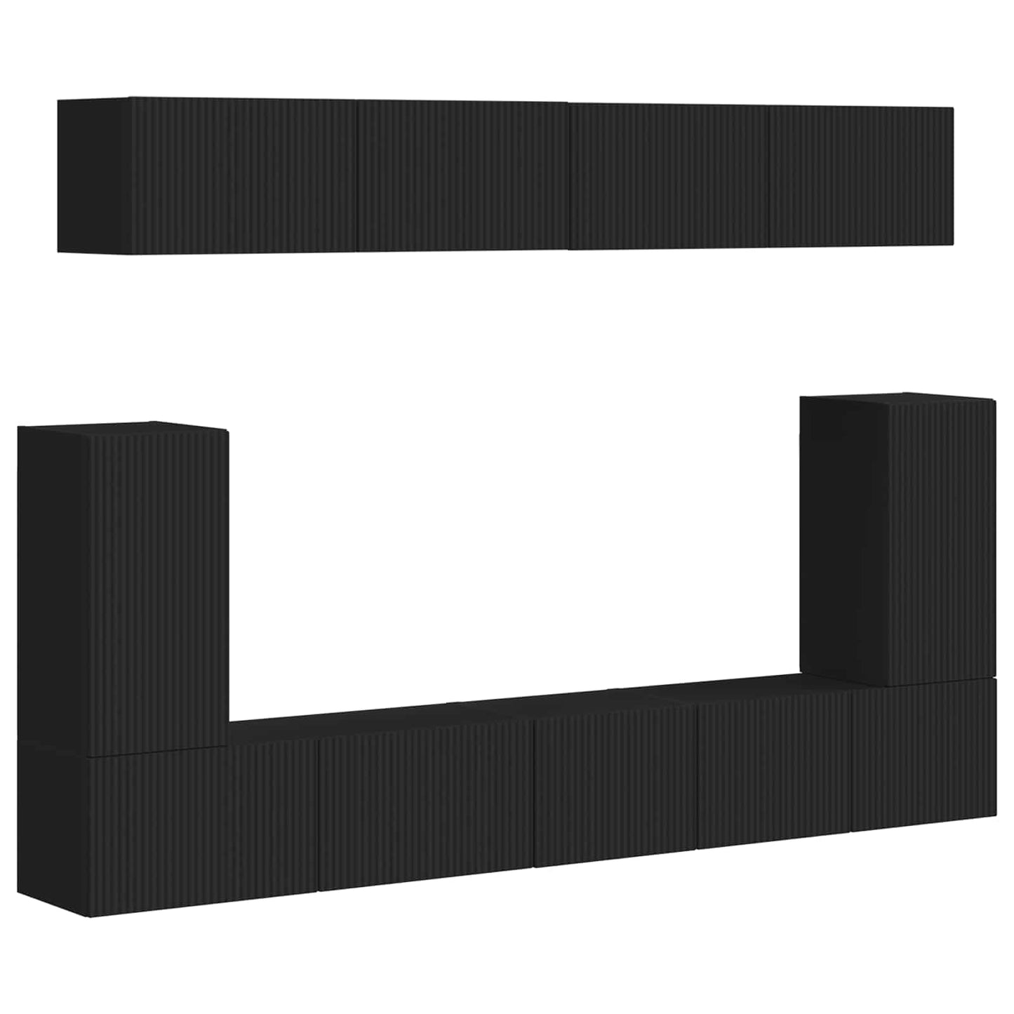 TV-Schrankset Wandmontiert 5 pcs Schwarz Holzwerkstoff