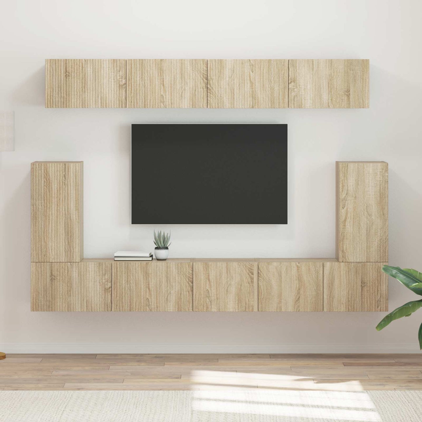 TV-Schrankset Wandmontiert 5 pcs Sonoma-Eiche Holzwerkstoff