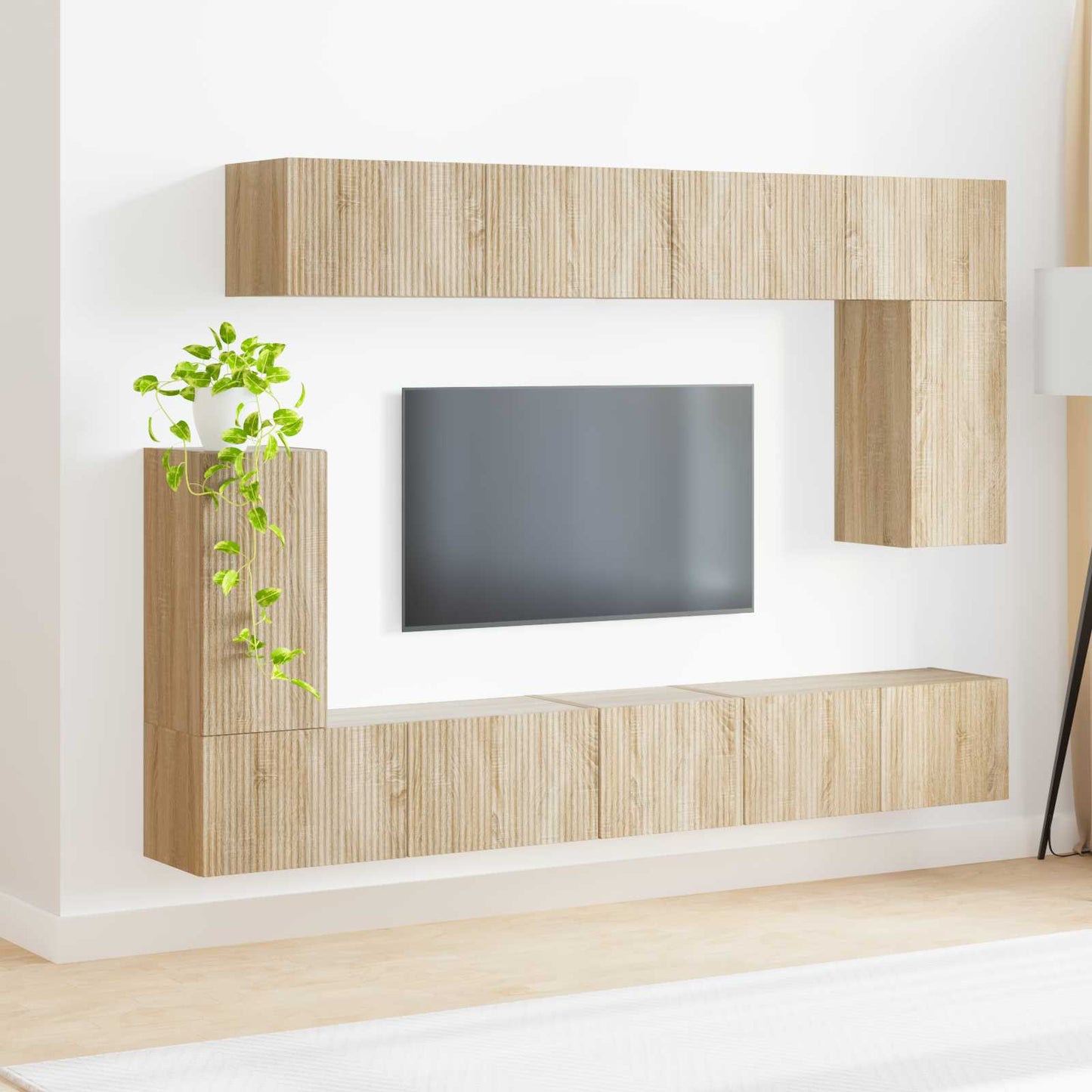 TV-Schrankset Wandmontiert 5 pcs Sonoma-Eiche Holzwerkstoff