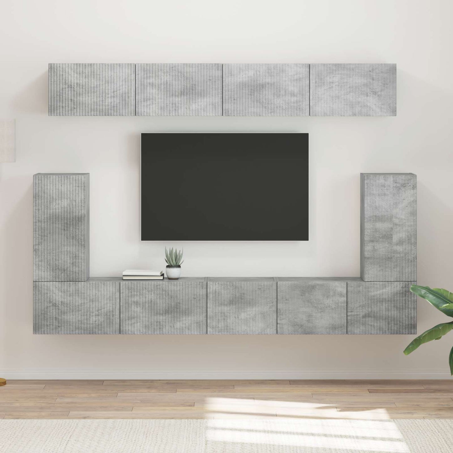 TV-Schrankset Wandmontiert 5 pcs Beton Grau Holzwerkstoff
