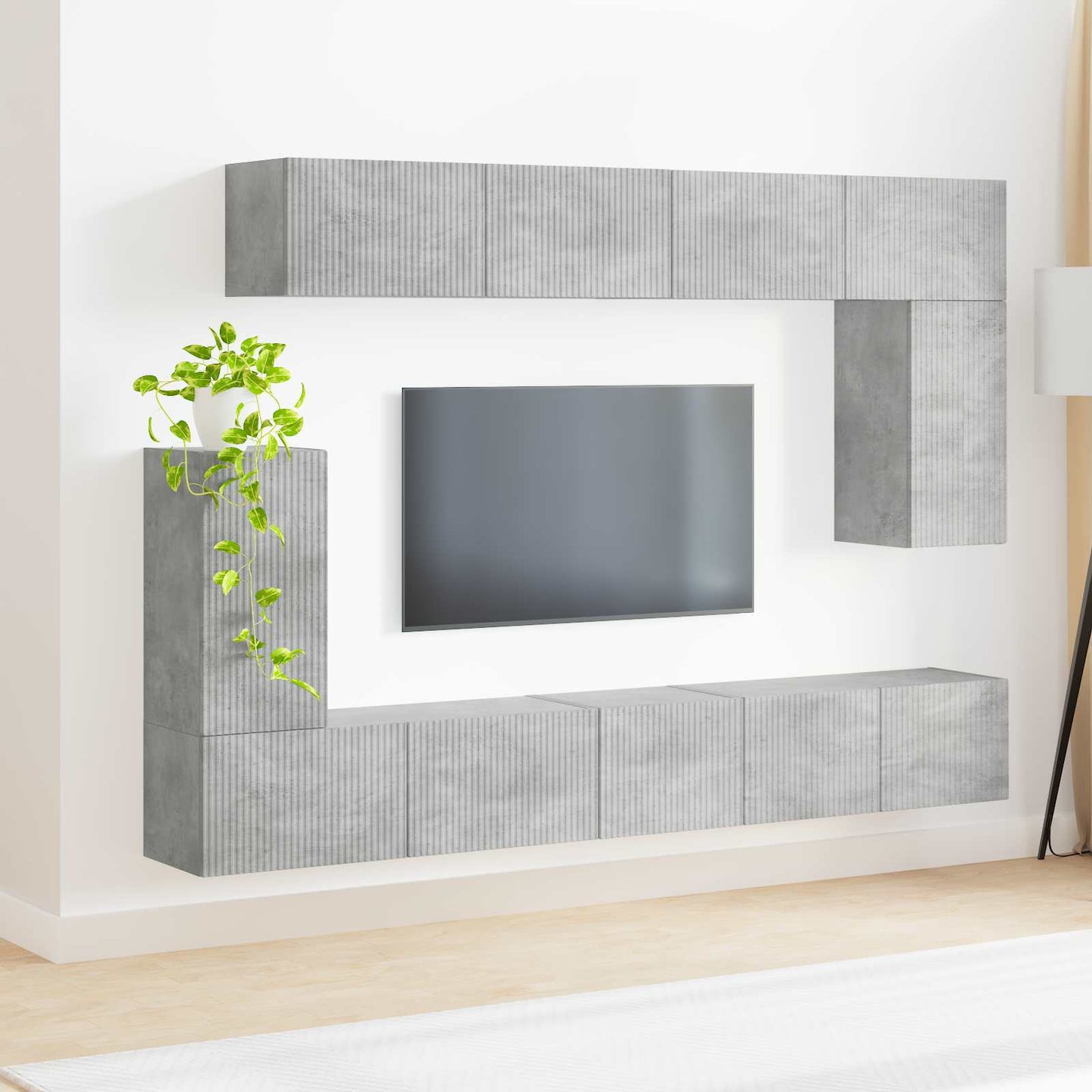 TV-Schrankset Wandmontiert 5 pcs Beton Grau Holzwerkstoff