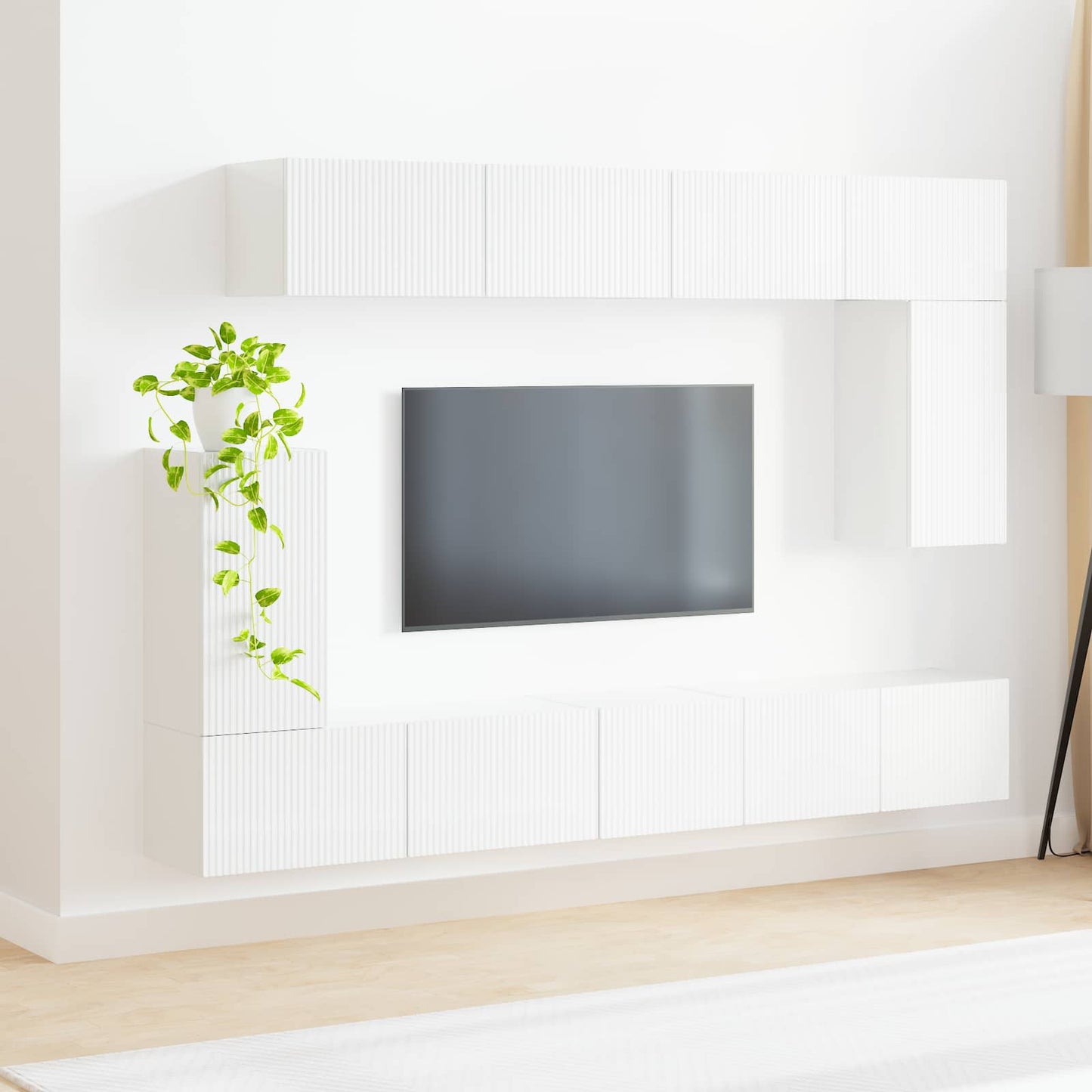 TV-Schrankset Wandmontiert 5 pcs Hochglanz Weiß Holzwerkstoff