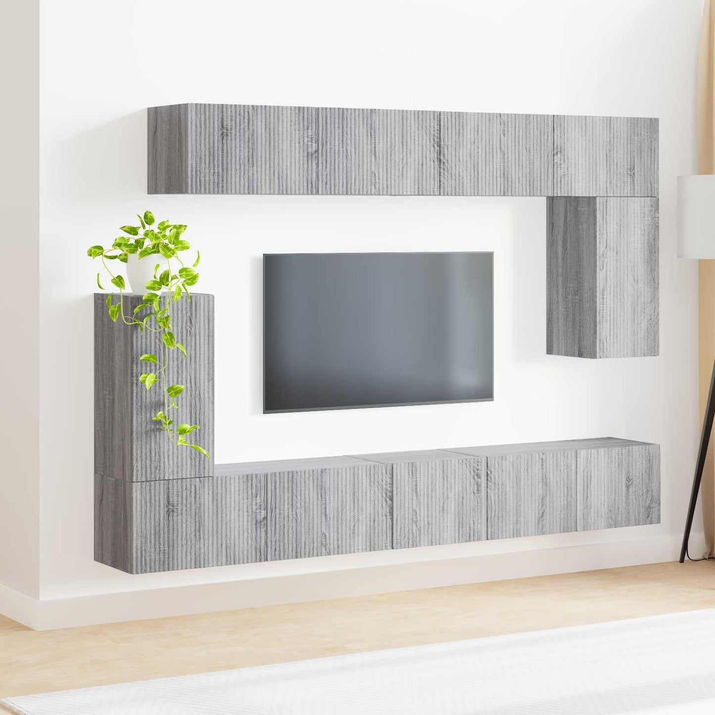 TV-Schrankset Wandmontiert 5 pcs Graues Sonoma Holzwerkstoff