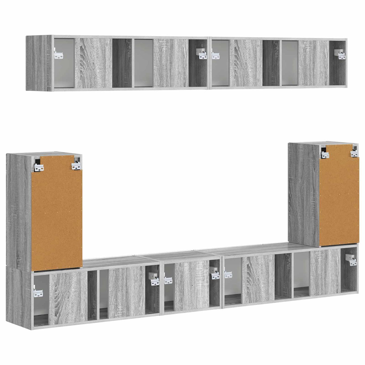 TV-Schrankset Wandmontiert 5 pcs Graues Sonoma Holzwerkstoff
