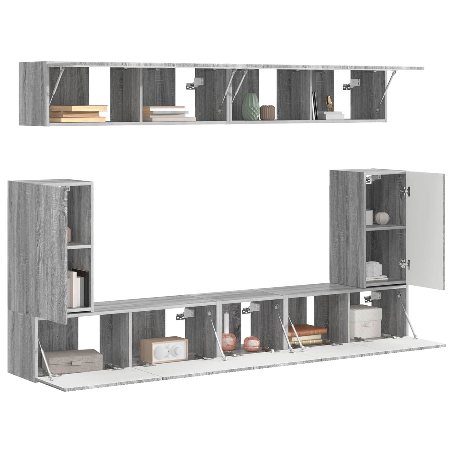 TV-Schrankset Wandmontiert 5 pcs Graues Sonoma Holzwerkstoff