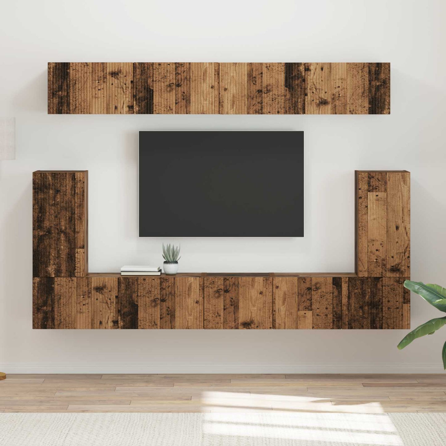 TV-Schrankset Wandmontiert 5 pcs Altholz Holzwerkstoff