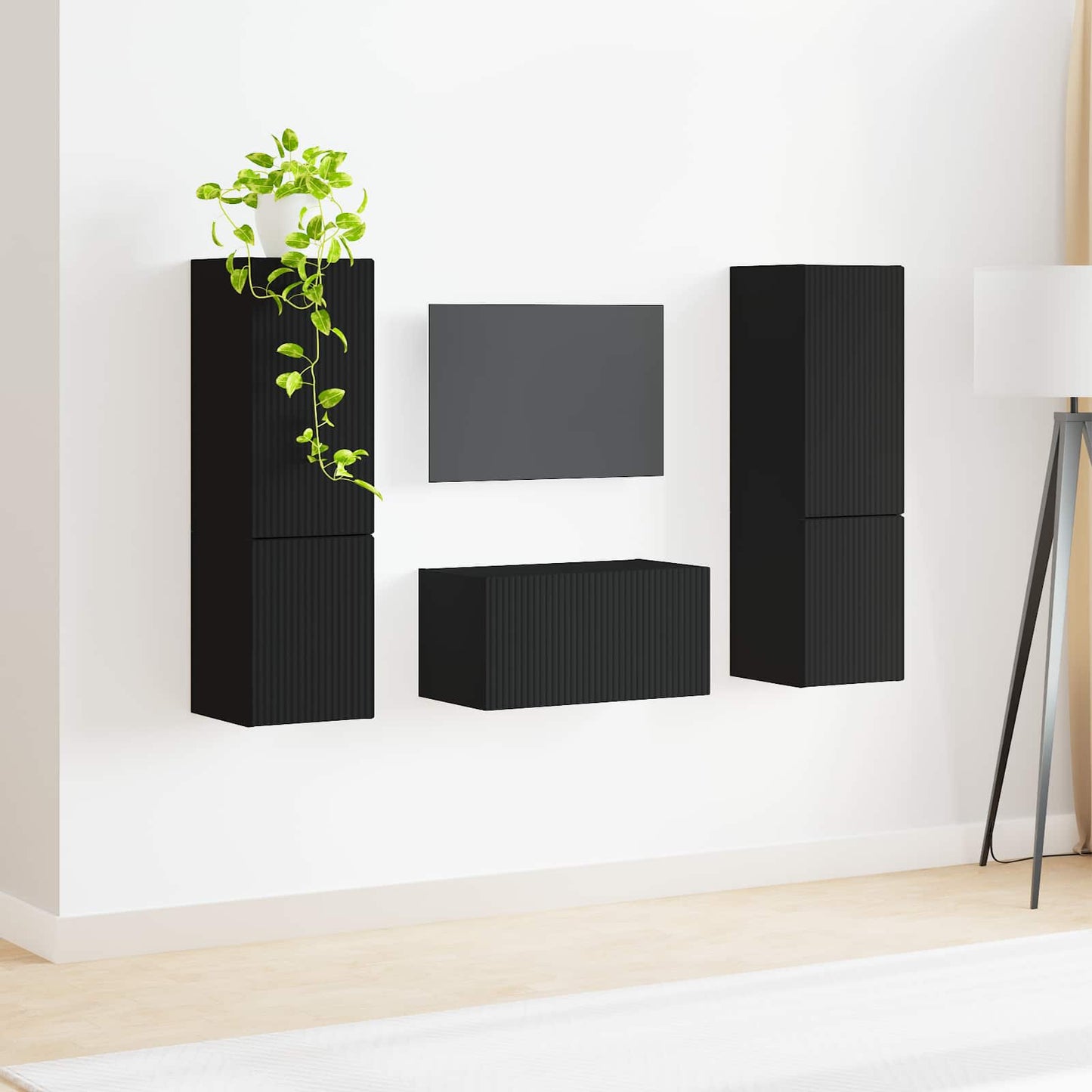 TV-Schrankset 5 pcs Schwarz Holzwerkstoff