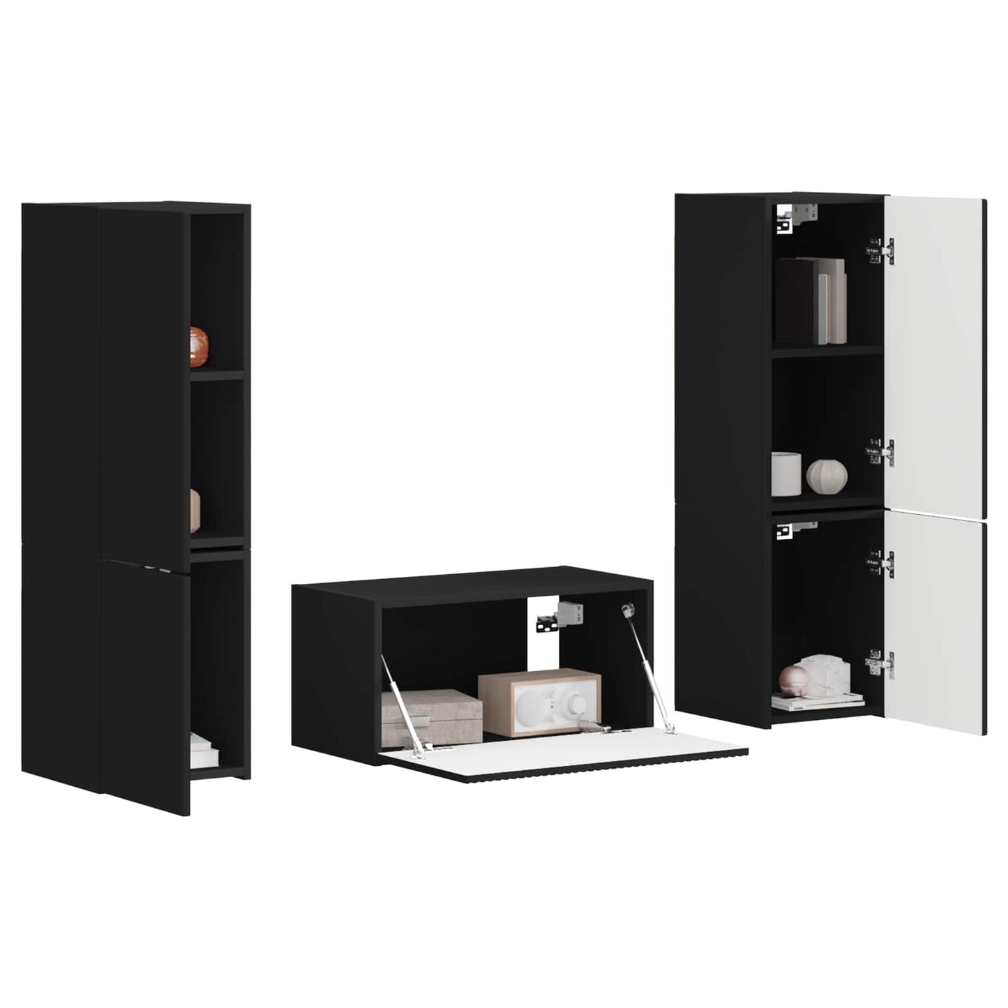 TV-Schrankset 5 pcs Schwarz Holzwerkstoff