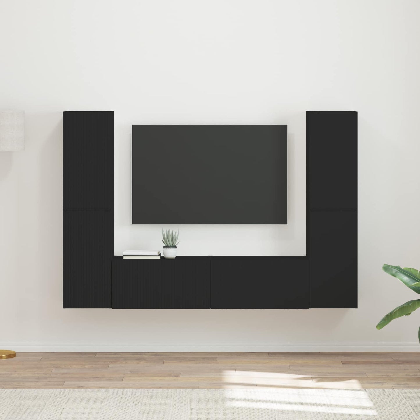 TV-Schrankset 6 pcs Schwarz Holzwerkstoff