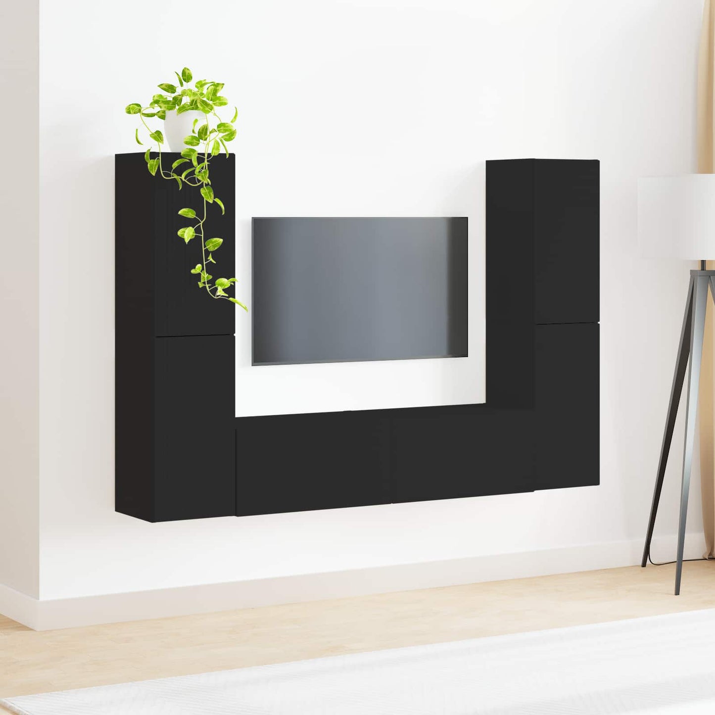 TV-Schrankset 6 pcs Schwarz Holzwerkstoff