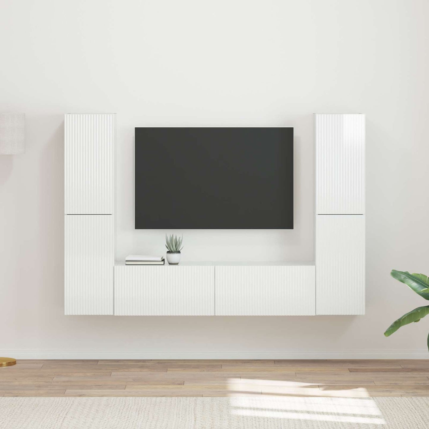 TV-Schrankset 6 pcs Hochglanz Weiß Holzwerkstoff