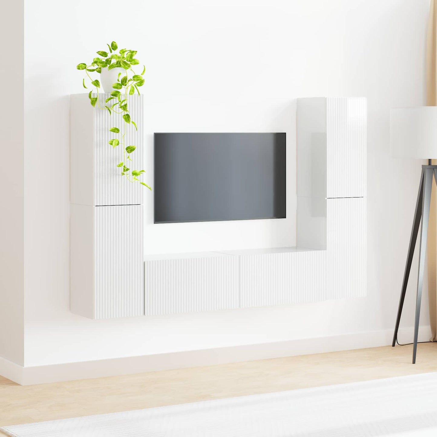 TV-Schrankset 6 pcs Hochglanz Weiß Holzwerkstoff