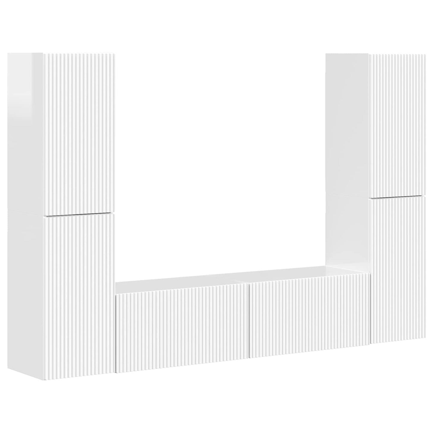 TV-Schrankset 6 pcs Hochglanz Weiß Holzwerkstoff