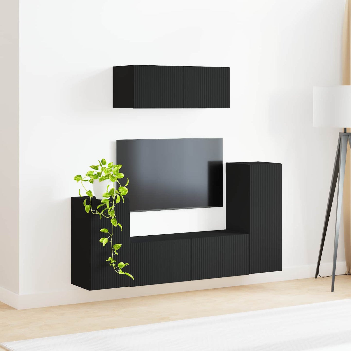 TV-Schrankset 4 pcs Schwarz Holzwerkstoff