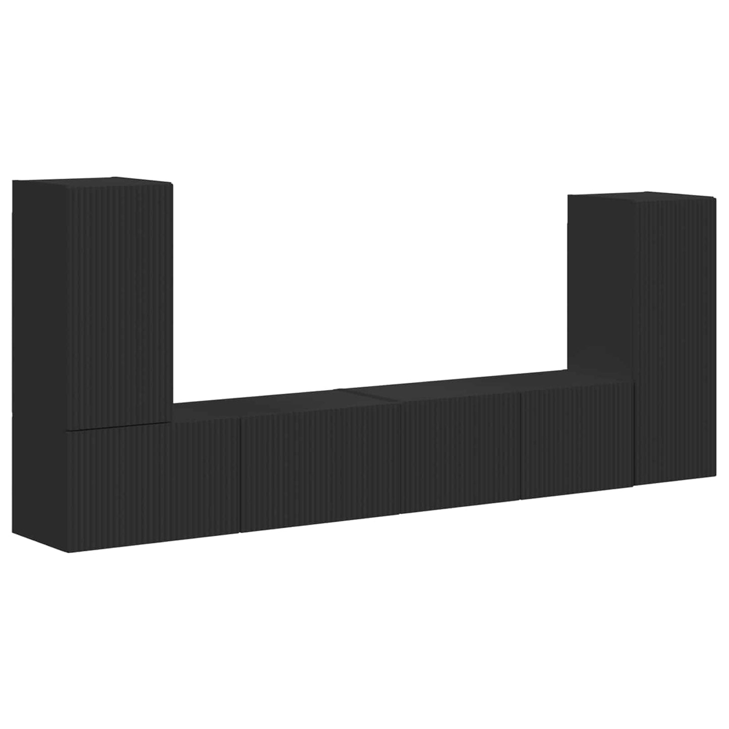 TV-Schrankset 4 pcs Schwarz Holzwerkstoff