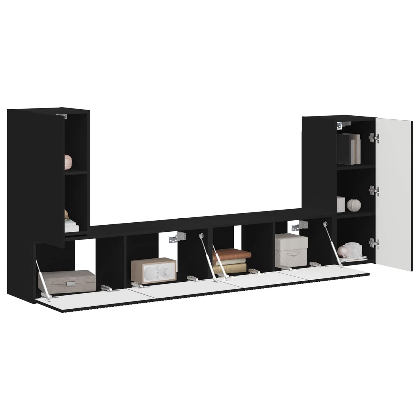 TV-Schrankset 4 pcs Schwarz Holzwerkstoff