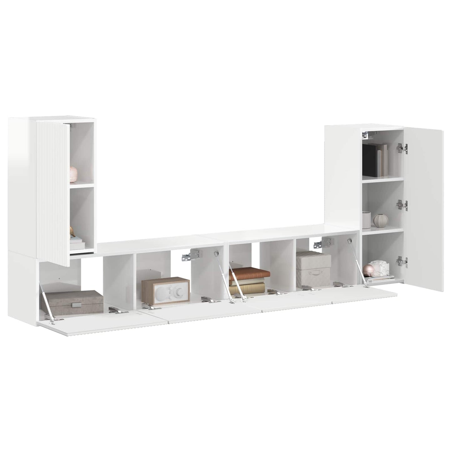 TV-Schrankset 4 pcs Hochglanz Weiß Holzwerkstoff